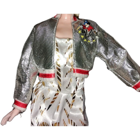Barbie Other - BARBIE Doll Jacket 1996 Walt Disney World 25th Anniversary #231 Silver Red Strip